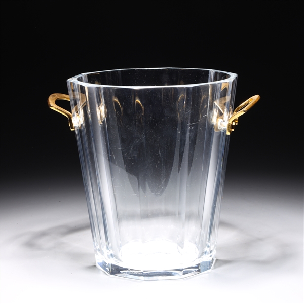 Appraisal: Baccarat crystal ice bucket with gilt handles and mark to