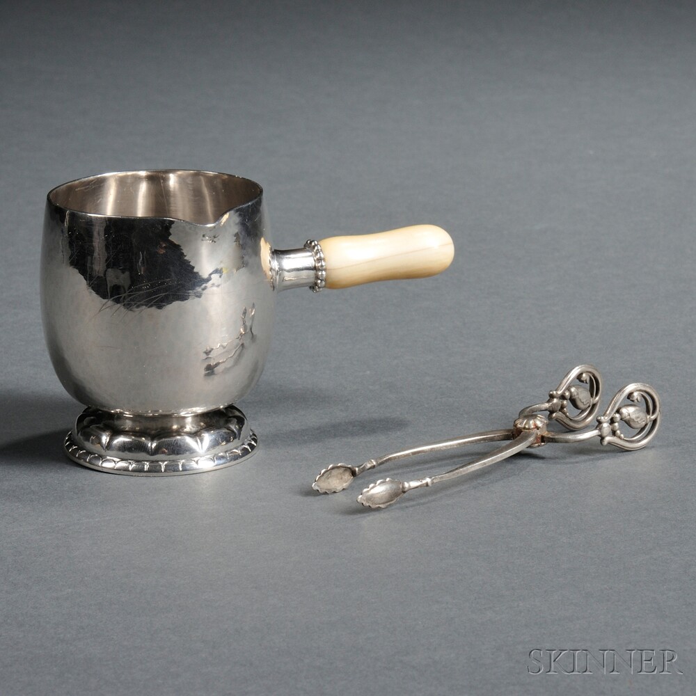 Appraisal: Two Georg Jensen Sterling Silver Items Denmark pair of sugar