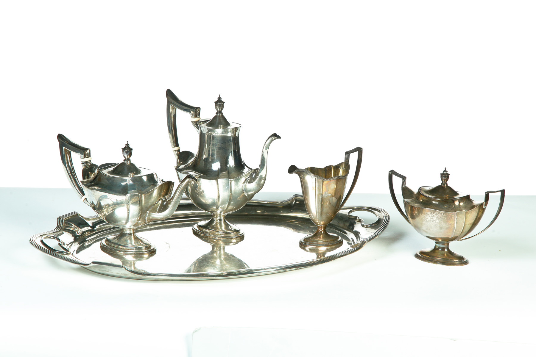 Appraisal: GORHAM PLYMOUTH PATTERN FOUR-PIECE STERLING TEA SET ON MATCHING STERLING