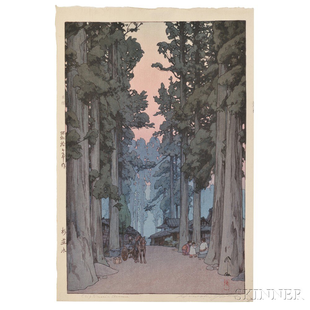 Appraisal: Hiroshi Yoshida - Cryptomeria Avenue Japan color woodblock print published