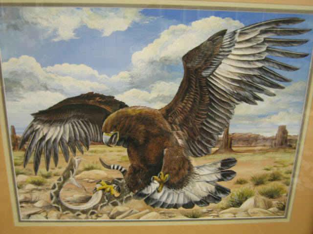 Appraisal: Virginia Genova Walsh Watercolor Goauche Eagle Rattlesnake signed Ginny Genova