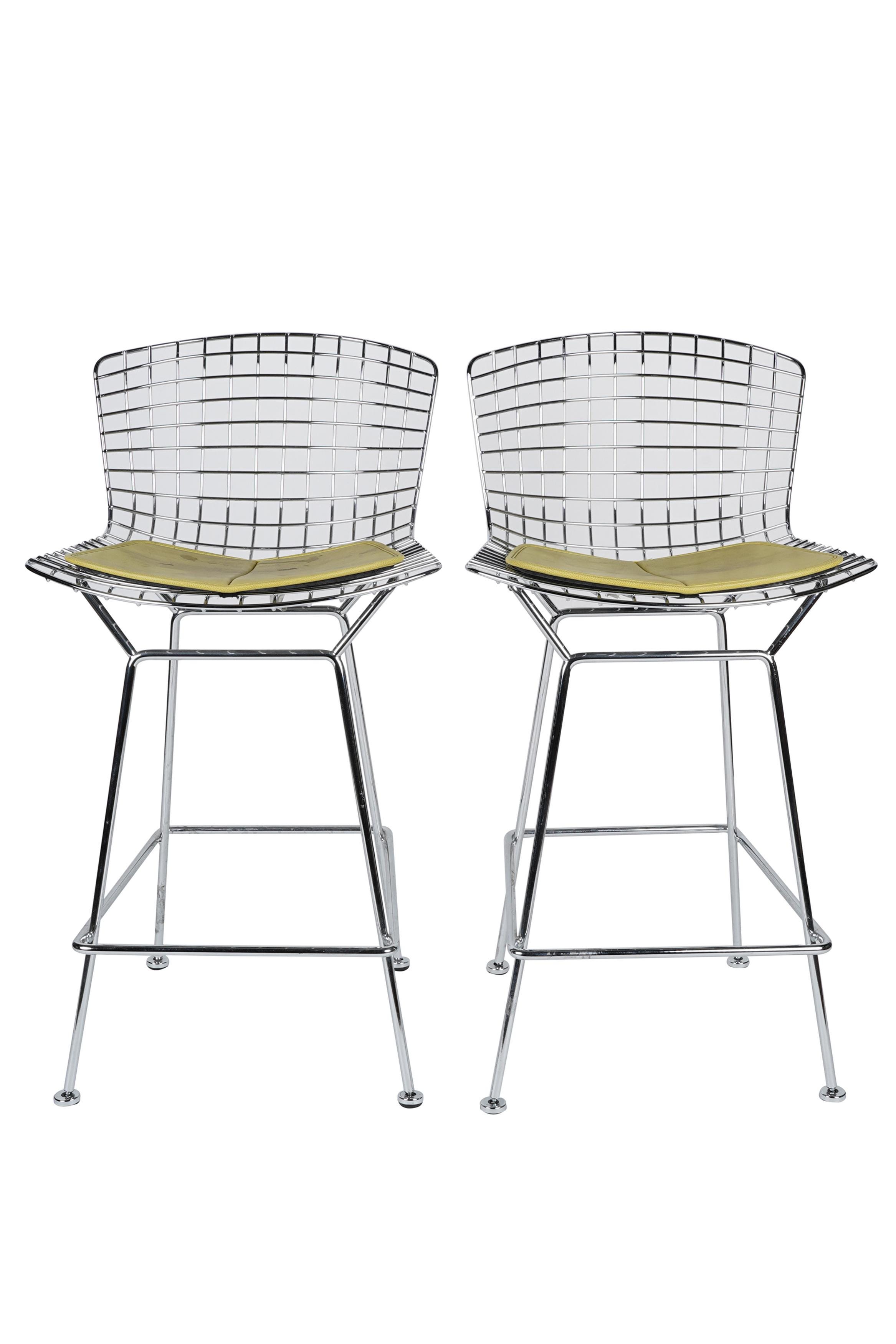 Appraisal: HARRY BERTOIA FOR KNOLL PAIR CHROME WIRE BARSTOOLS circa each