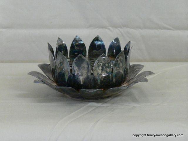 Appraisal: Silverplate Tulip Floral Frog Set - includes a base bowl