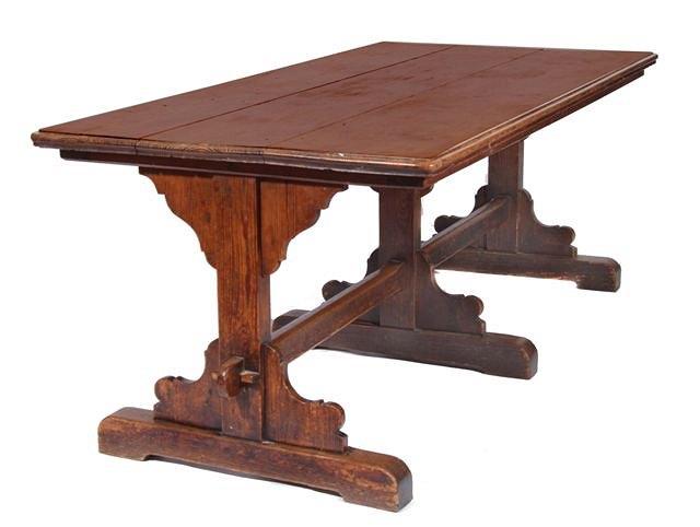 Appraisal: A VICTORIAN PINE COLLEGE DINING TABLE having a three plank