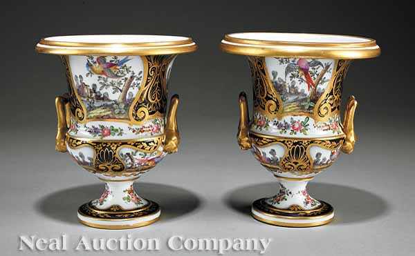 Appraisal: A Fine Pair of Chelsea Cobalt Gilt and Polychrome Porcelain