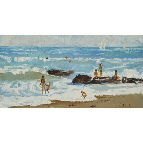 Appraisal: Dimitri Khamin - BEACH WITH CHILDREN ON THE SEA Russian