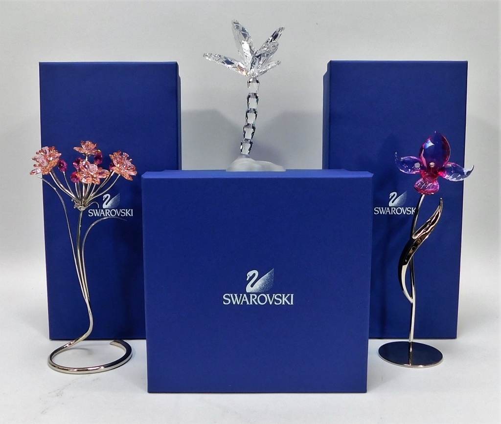 Appraisal: PC SWAROVSKI EXOTIC PLANTS FIGURINE GROUPING Austria Circa Lot includes