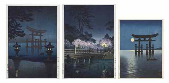 Appraisal: A Group of Three Japanese Woodblock Prints comprised of two