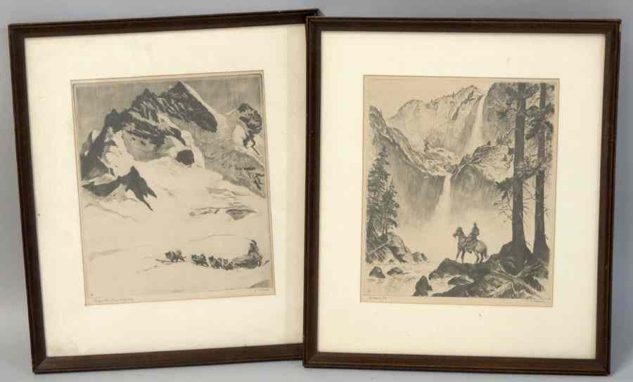 Appraisal: REINHOLD PALENSKE AMERICAN - TWO ETCHINGS Comprised of ''Yosemite'' and