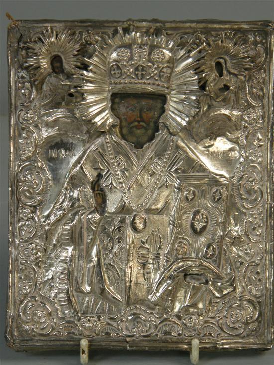 Appraisal: Russian Icon depicting God the Father in engraved and embossed