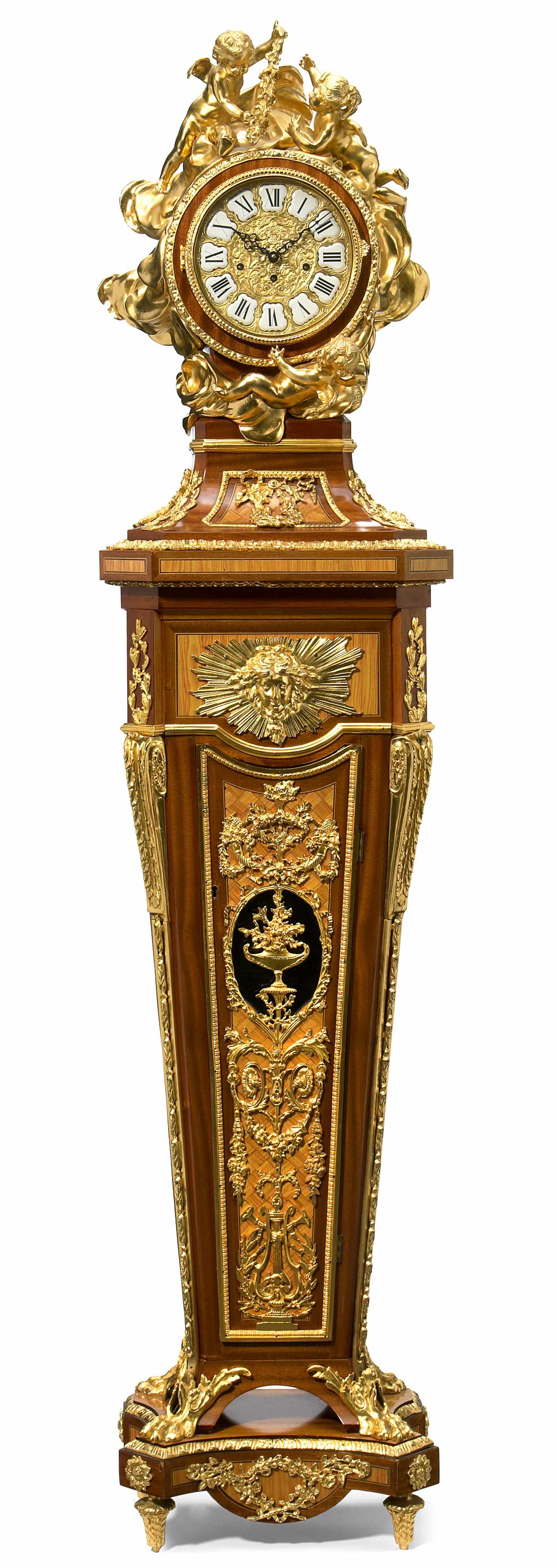 Appraisal: A Louis XVI style gilt bronze mounted parquetry inlaid satinwood