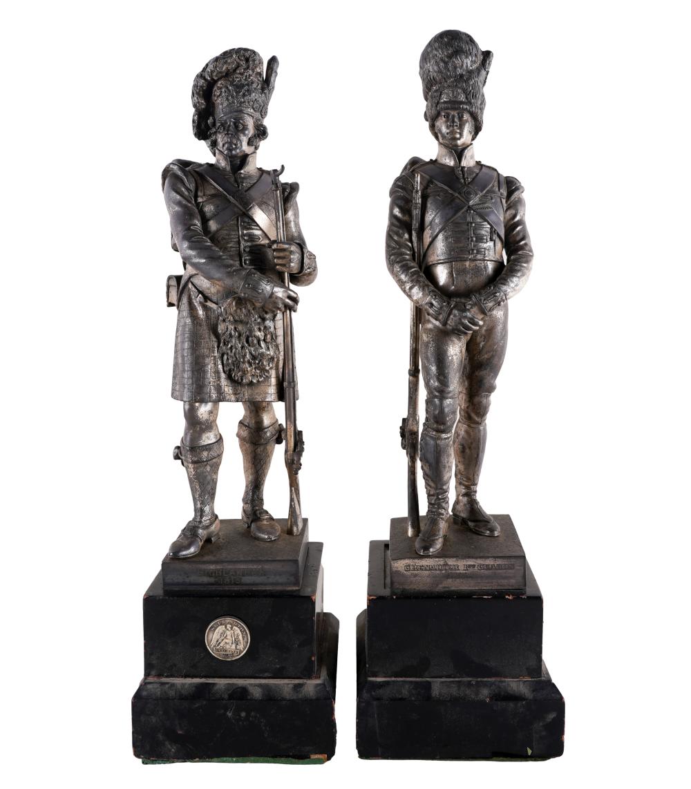 Appraisal: PAIR OF SILVERED BRONZE SOLDIER FIGURESone marked Highlander the other