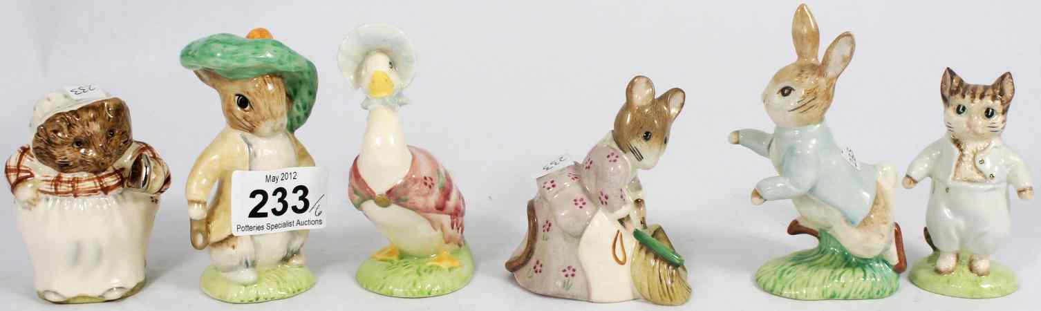 Appraisal: Beswick Beatrix Potter Figrues Hunca Munca Sweeping Mrs Tiggywinkle Peter