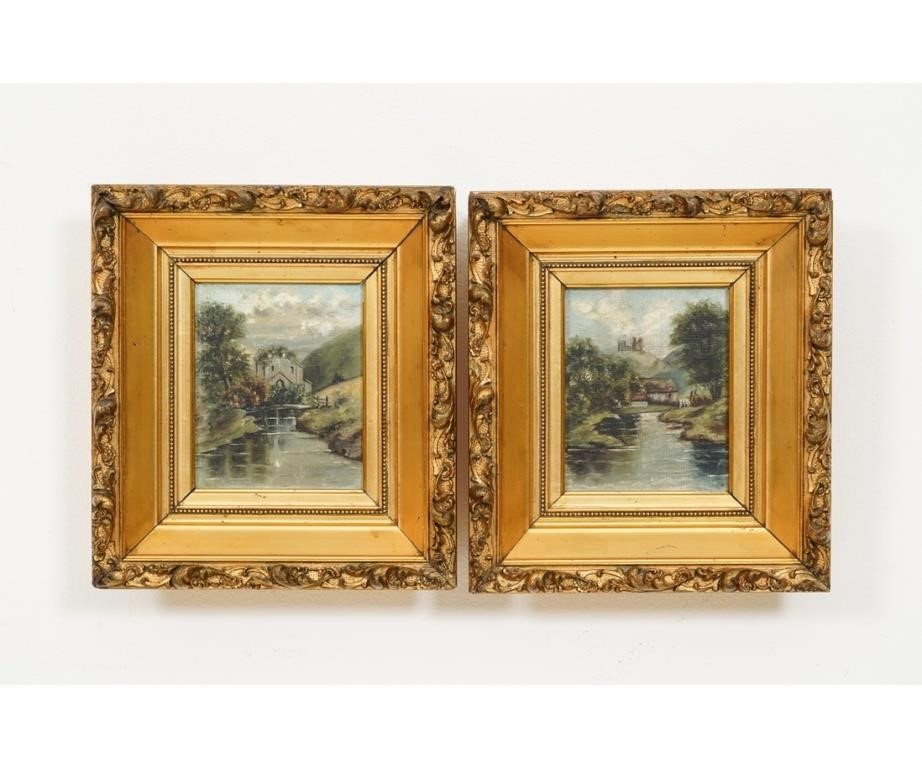 Appraisal: Pair of small oil on canvas paintings of streams and