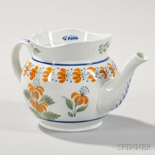 Appraisal: Bulbous Pearlware Teapot England early th century decorated with an