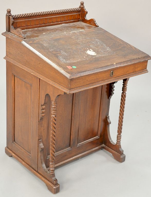 Appraisal: Oak Davenport desk with gallery ht in wd in Oak