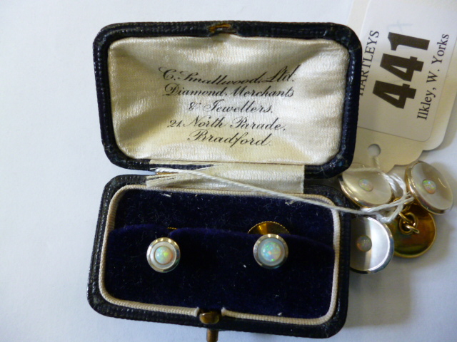 Appraisal: A SET OF OPAL DRESS STUDS AND CUFFLINKS with circular