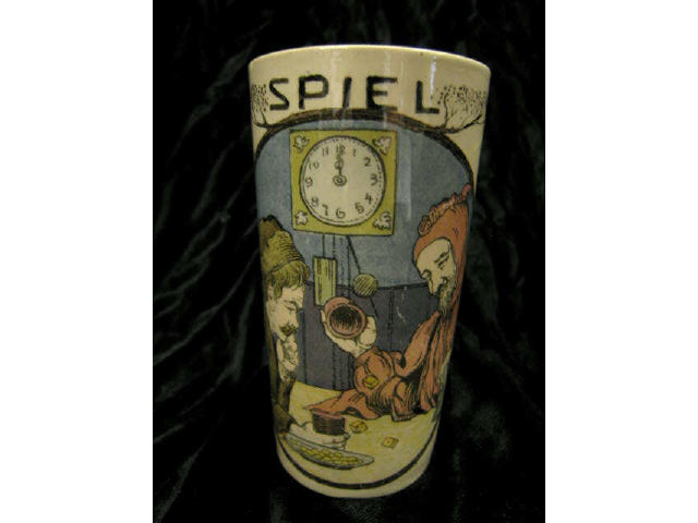 Appraisal: Mettlach Pottery Beaker liter P U G style scene of