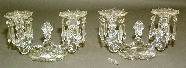 Appraisal: Pair of pressed glass candelabra h x w x d