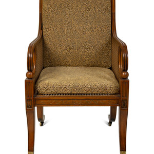 Appraisal: A Regency Style Painted Satinwood Library Chair TH CENTURY with