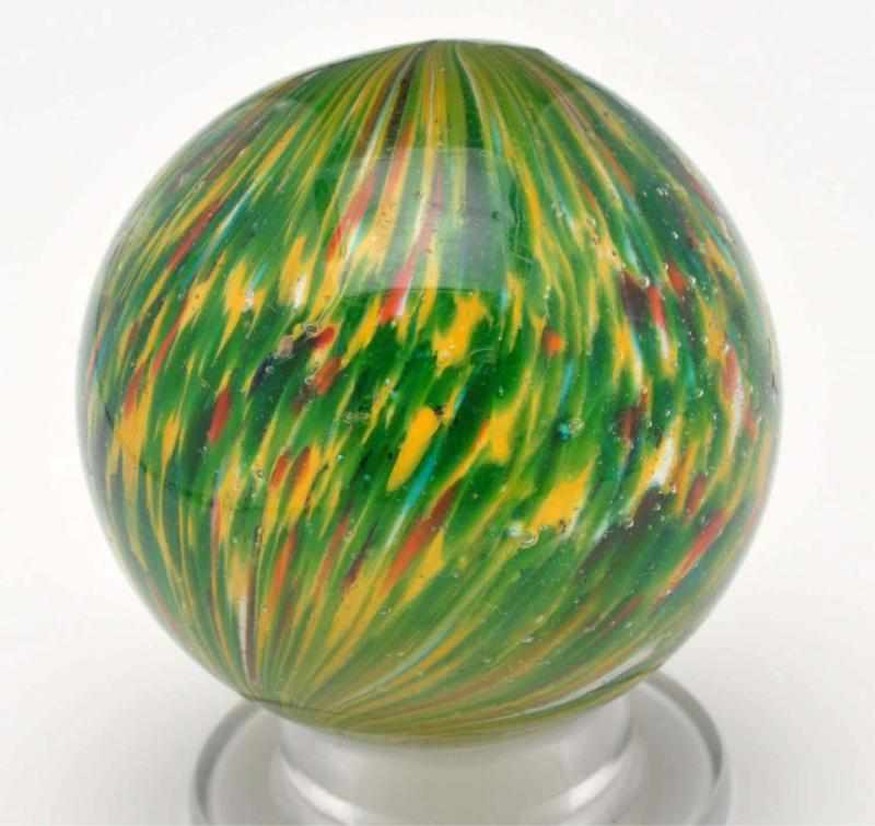 Appraisal: Large Onionskin Marble Description Yellow base with green streaks and