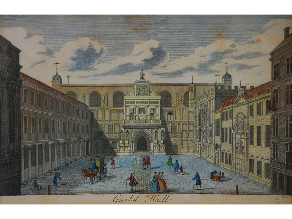 Appraisal: ANTIQUE HAND COLOURED ENGRAVING 'Guild Hall' x cm x cm