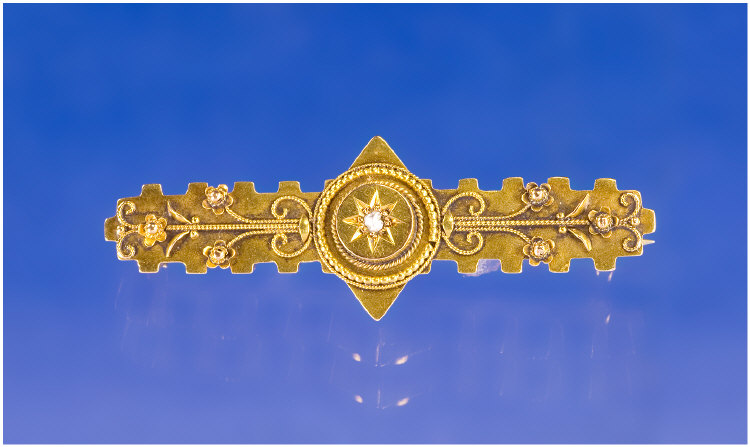 Appraisal: A Victorian ct Gold bar Brooch centred with a white