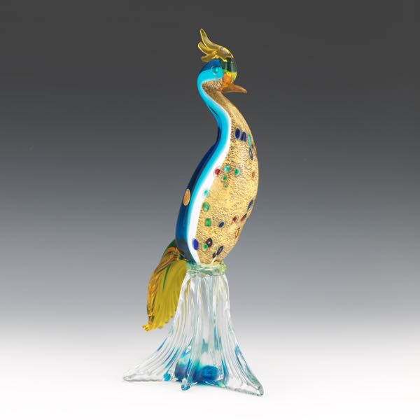 Appraisal: VINTAGE MURANO ART EXOTIC BIRD SCULPTURE x x Hand blown