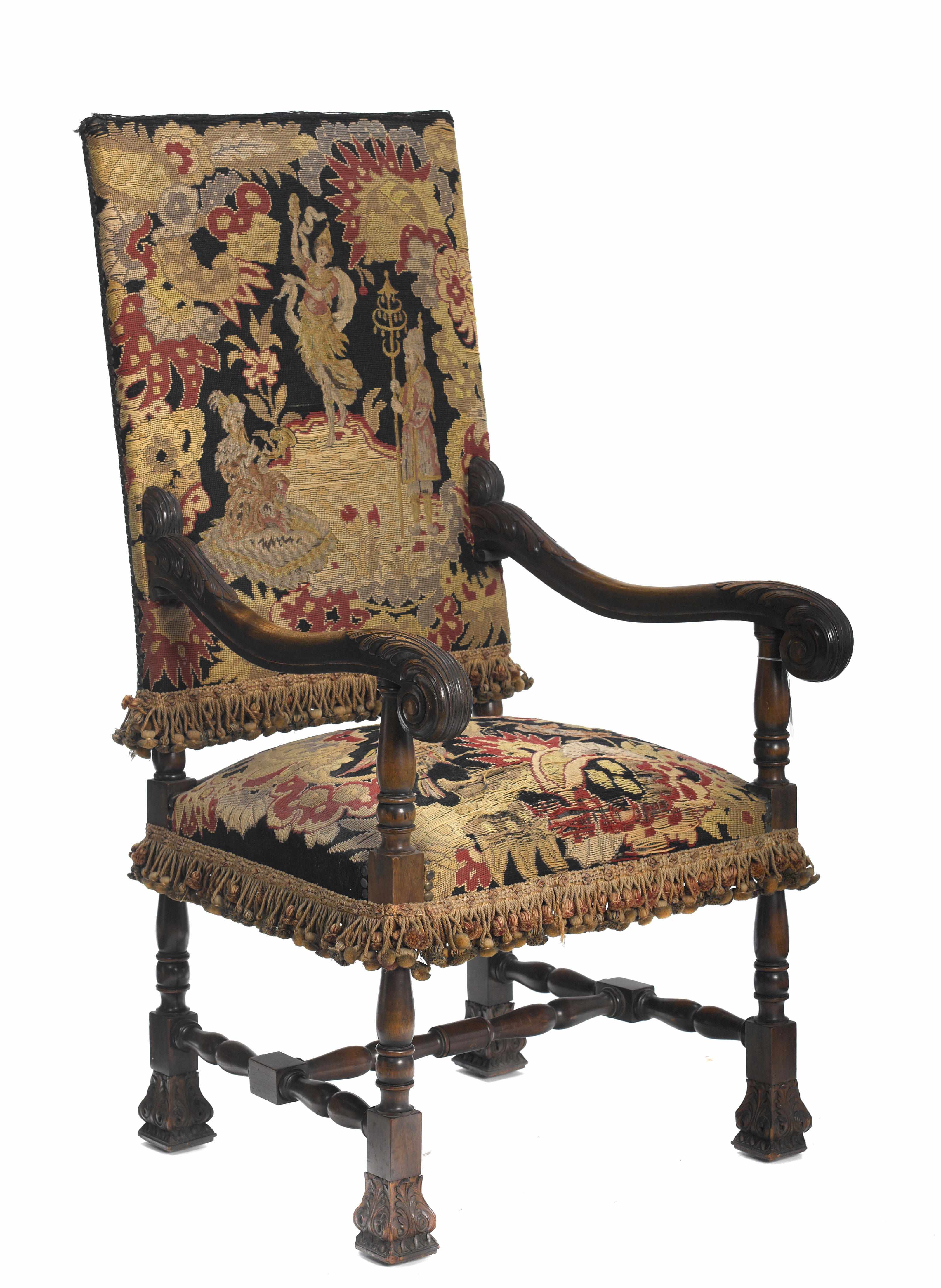 Appraisal: A Baroque style tapestry upholstered armchair late th early th