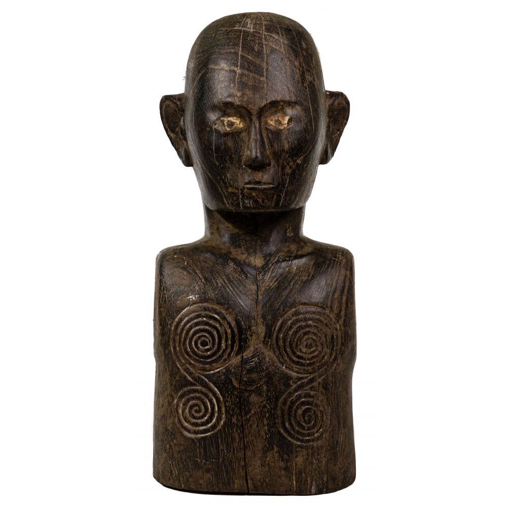 Appraisal: POLYNESIAN DEITY CARVED WOOD BUSTHand carved from the Solomon Islands