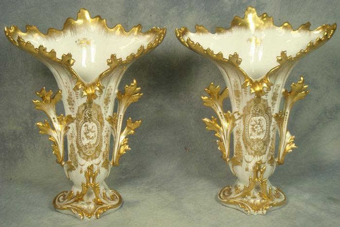 Appraisal: Pr gilt decorated Paris porcelain vases one with a broken