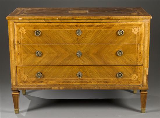 Appraisal: Northern Italian marquetry three drawer chest th early th century