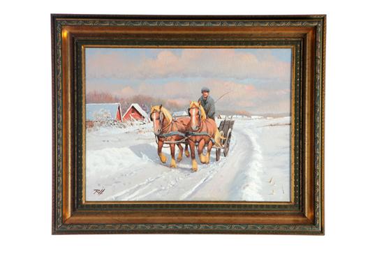 Appraisal: WINTER LANDSCAPE SIGNED ''RH'' AMERICAN OR EUROPEAN TH CENTURY Oil