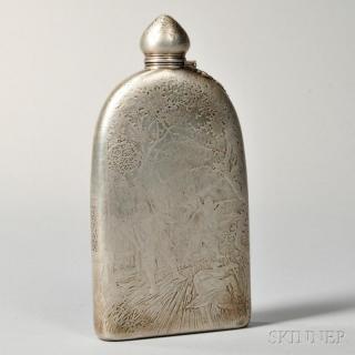 Appraisal: Tiffany Co Acid-etched Sterling Silver Flask New York - featuring