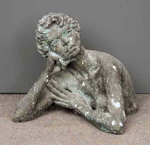 Appraisal: Colin Colahan - - Green patinated bronze figure - Shoulder