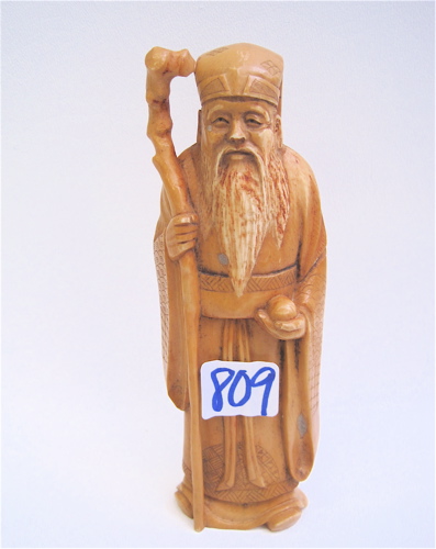 Appraisal: CHINESE IVORY CARVED FIGURE of Shou Lao the god of