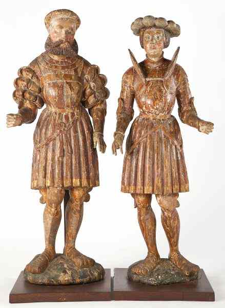 Appraisal: Pair of Continental Carved Court Figureslikely th or early th