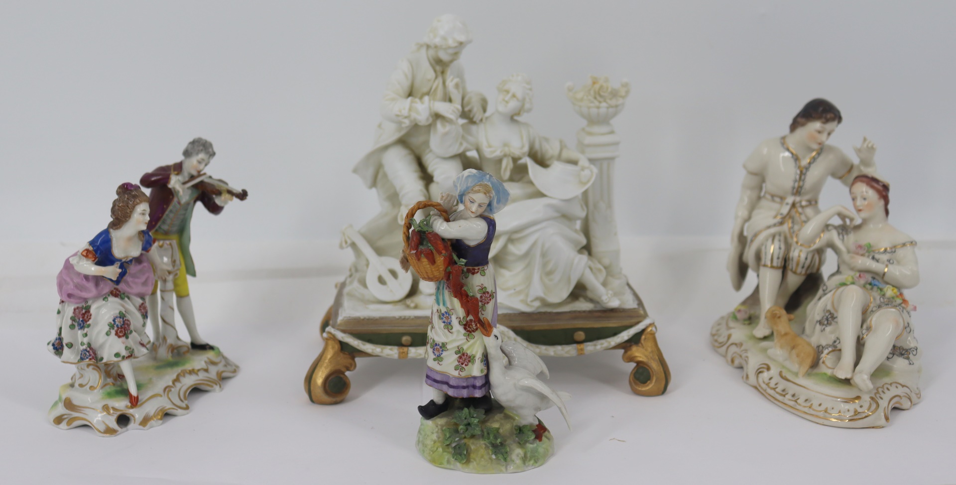 Appraisal: DRESDEN LOT OF PORCELAIN CABINET ITEMS To include porcelain figures