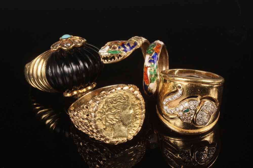 Appraisal: RINGS - Custom designed rings include K yellow gold and