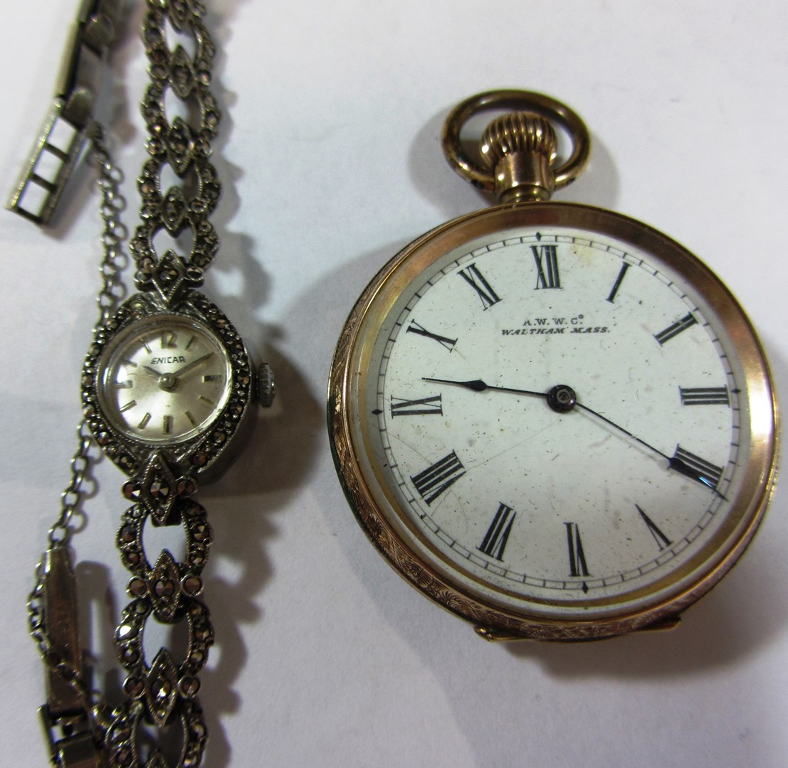 Appraisal: A ladies gold cased keyless wind openfaced fob watch the