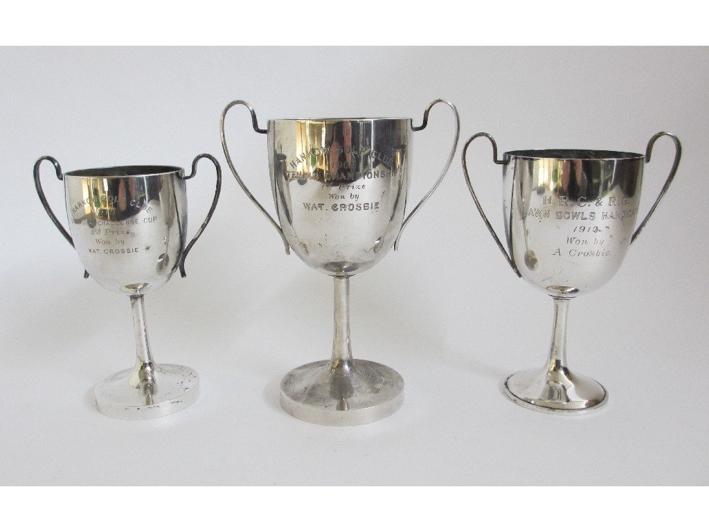 Appraisal: Three Chinese silver export trophy cups inscribed 'Hankow Golf Club