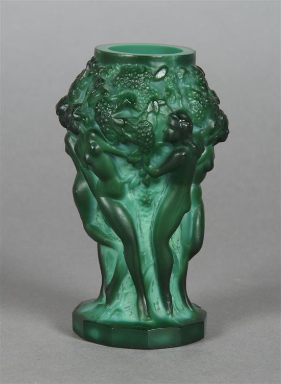 Appraisal: A Green Molded Glass Vase Height inches