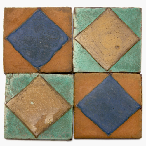 Appraisal: GRUEBY Seventy-one tiles with raised diamond or square pattern sixteen