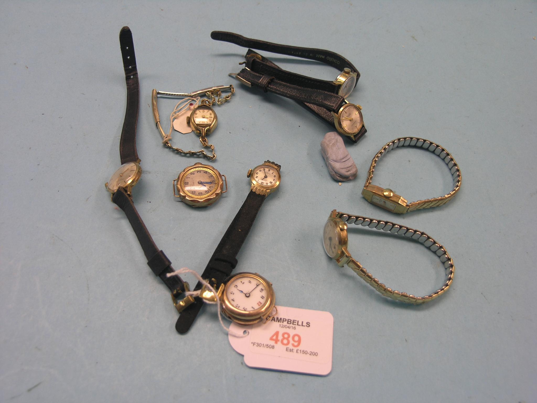 Appraisal: Three ct gold ladys' wristwatches four other ladys' ct gold