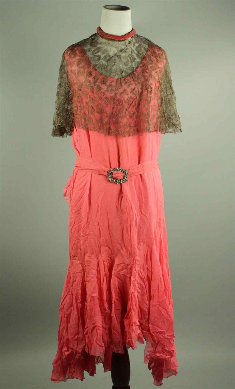 Appraisal: THREE VINTAGE TEA DRESSES EARLY TH CENTURY including a pale