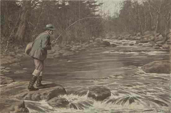 Appraisal: Arthur Burdett Frost American - Fishing color lithograph signed A