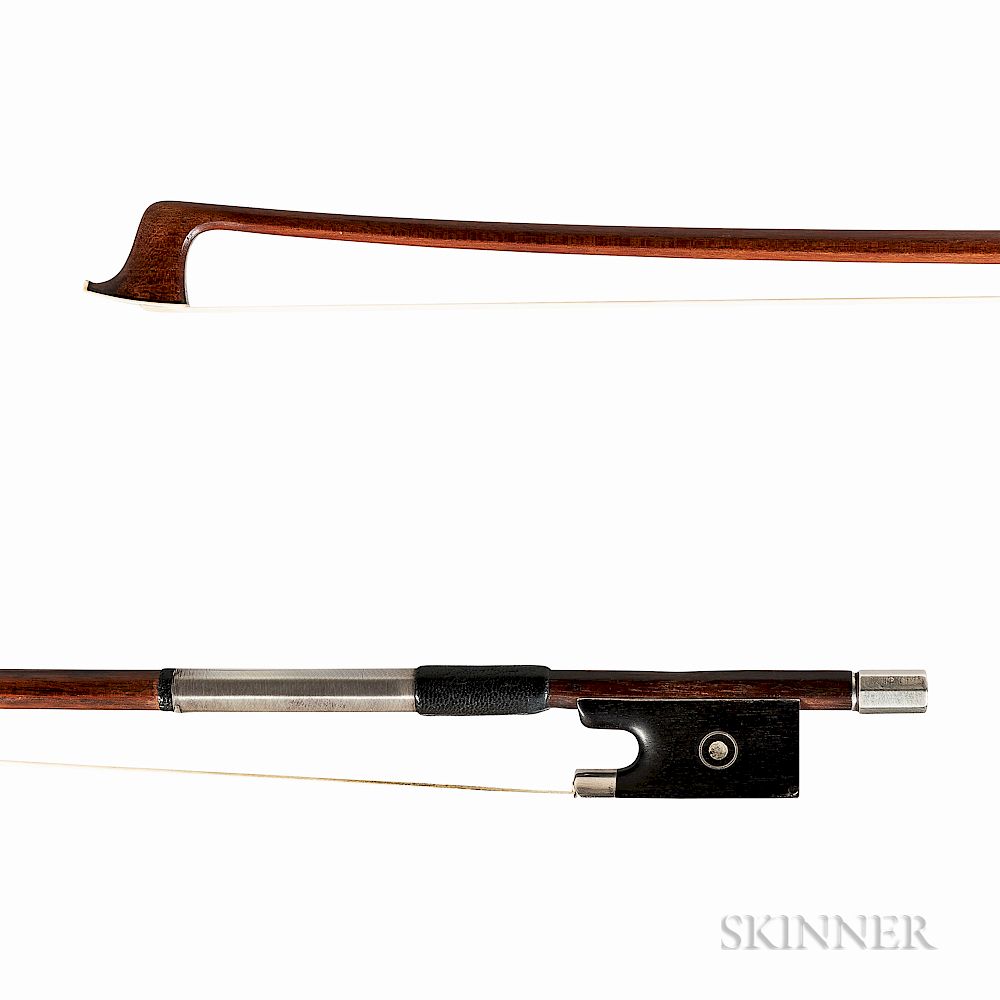 Appraisal: French Silver-mounted Violin Bow Andr Vigneron French Silver-mounted Violin Bow