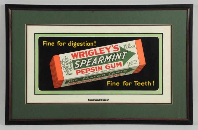 Appraisal: Circa s Wrigley's Gum Paper Sign Framed and matted under