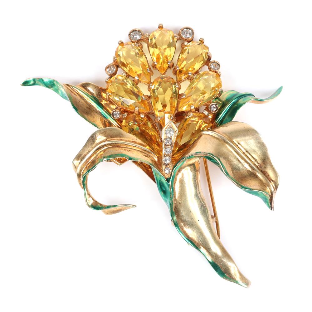 Appraisal: EISENBERG ORIGINAL RUTH KAMKE'S STERLING VERMEIL ORCHID FLOWER WITH BRIGHT