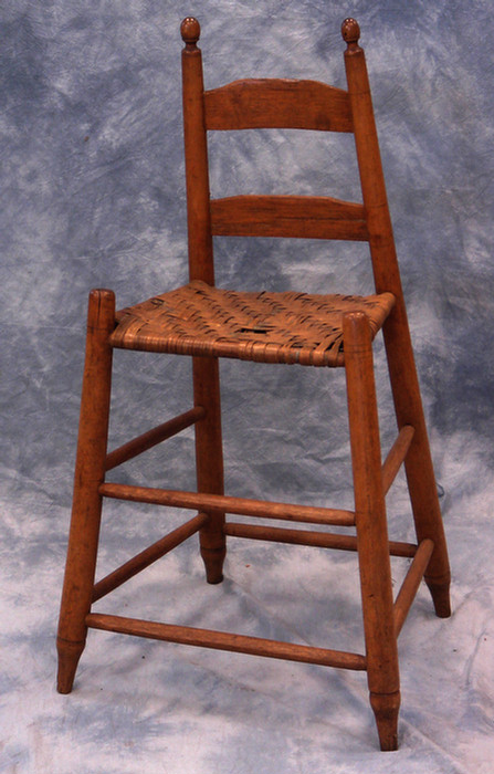 Appraisal: Splayed leg child's slat ladderback high chair woven splint seat